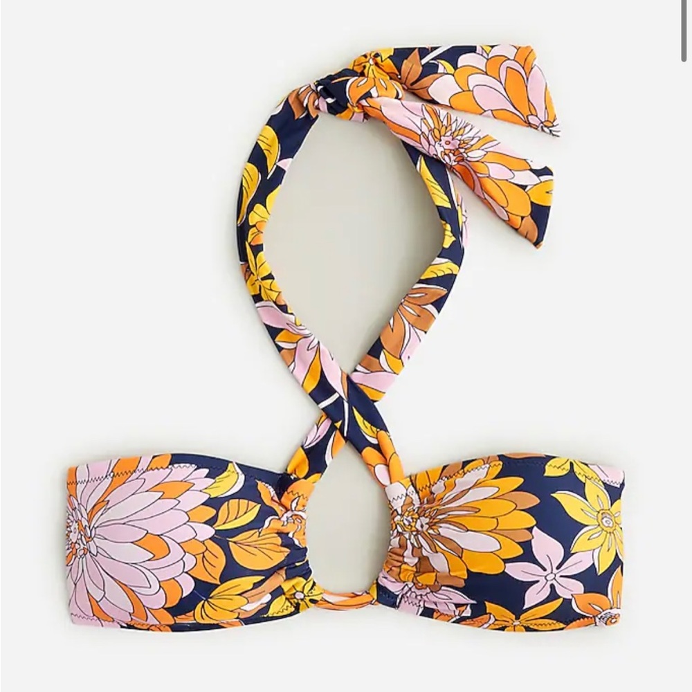 j crew Bow halter-tie bikini top in dusk floral